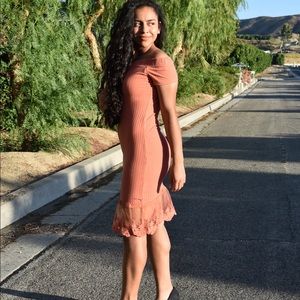 Off the shoulder mesh lace ruffle dress